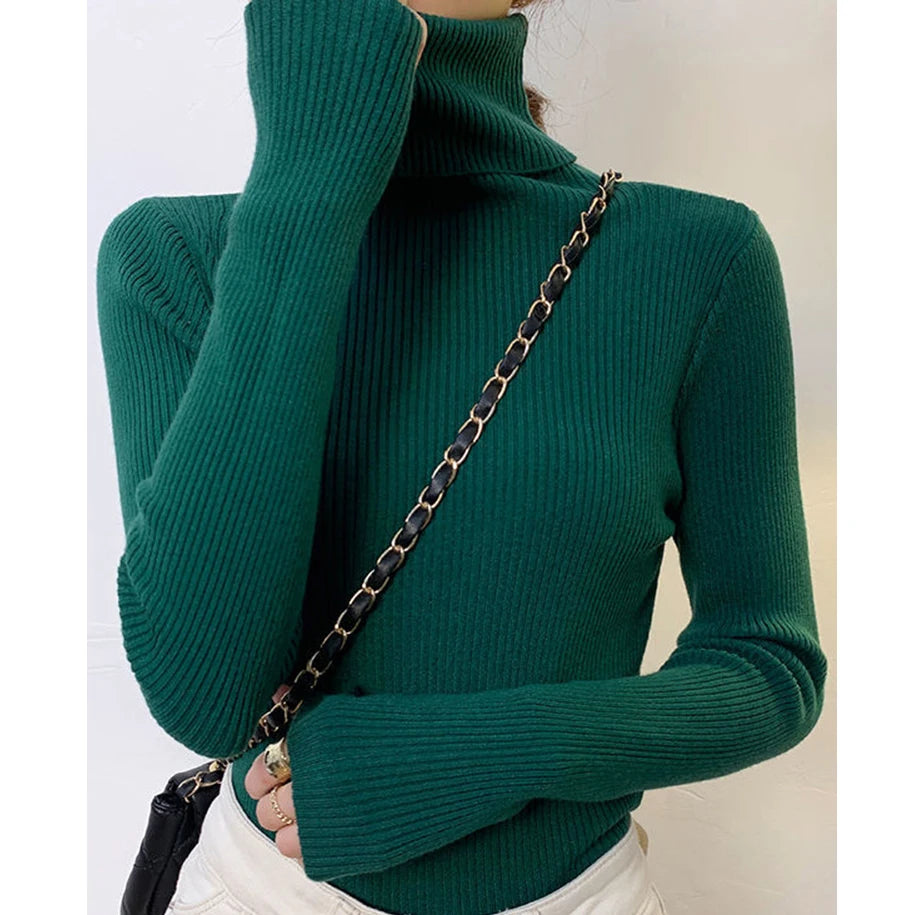 Turtleneck Knitted Soft Pullovers Cashmere Sweaters For Women