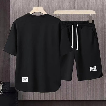 Men Sportswear T-shirt Shorts Set Loose Short Sleeve