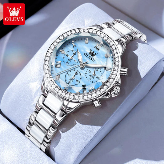 OLEVS Women's Watches waterproof Bezel Ceramic Strap Quartz