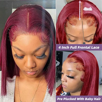 Transparent Lace Frontal Bob Wigs Pre Plucked