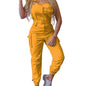 Shoulder Strap Lady Jumpsuit Casual Sleeveless Ankle Tied Cargo Jumpsuit Belt Pocket Design Overall Jumpsuit