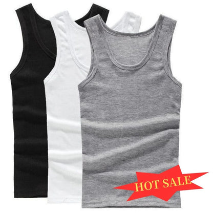 Pure Cotton Sleeveless Men's Basic Elastic Fitness Clothes Muscle Vest