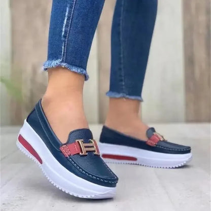 Round Toe Casual Shallow Mouth Slip-on Walking Shoes