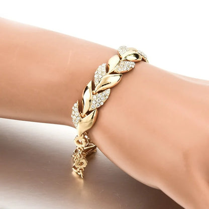 Luxury Love Braided Leaf Bracelet Charm Crystal Wedding Bracelets For Women Anniversary Valentines Day Gifts Aesthetic Jewelry