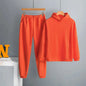 European Style  New Fashion Solid Color Hooded Sweatshirt Casual 2-Piece Set