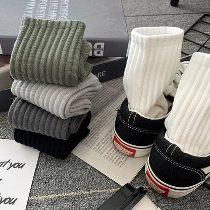 5 Pairs Cool Men Black White Warm Socks Set