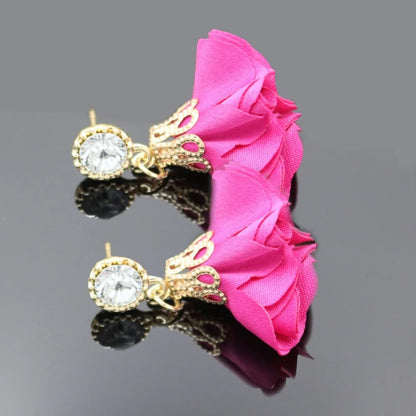 Bohemia Classic Drop Earrings Rose Fabric Flower