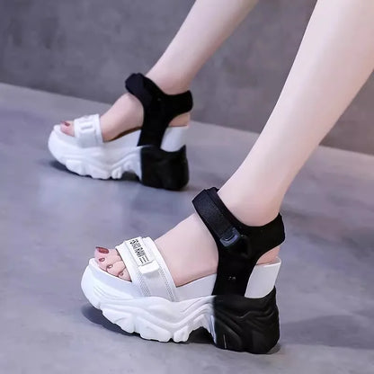 Platform Sandals Women Wedge Loop Chunky Sandals