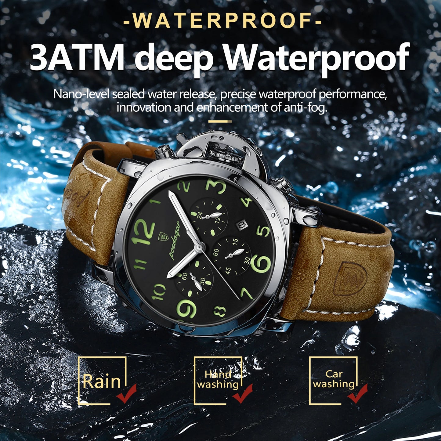 Luxury Waterproof Luminous Leather Man Watch Quartz High Quality Sports Watch