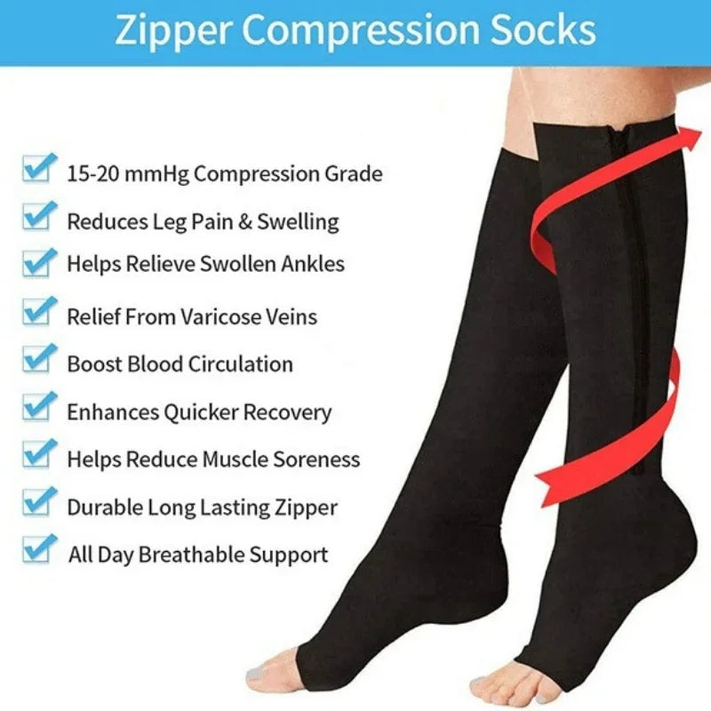 Medical Zipper Compression Closed Toe Pressure Stocking for Edema Varicose Veins