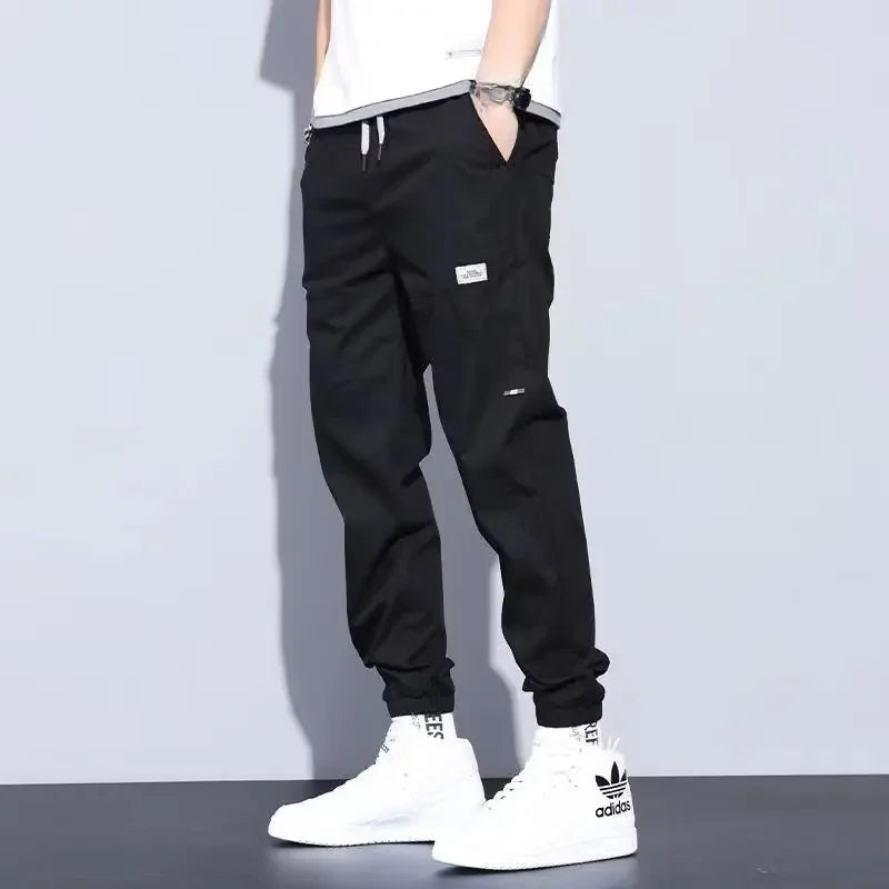 Trendy Loose-fit Bunched Casual Cargo Fashionable Cropped Pants For Men