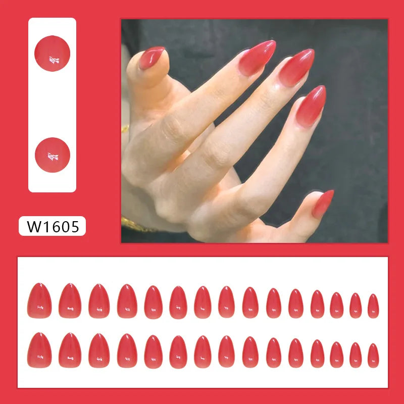 24 Pcs Press on Nails Glossy Reusable Nails