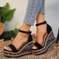 European and American Simple Ethnic Style Slope Heel Sandals