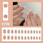 Caramel Flower 24 Pcs Press on Nails Pink Gradient  Glossy Artificial  Reusable Nails