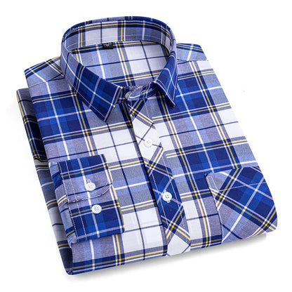 100% Cotton Plaid Shirts Long Sleeve Fashion Casual Thin Soft Comfortable Classic Basic Man Shirt