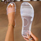 Large size flat bottomed transparent jelly candy colored beach slippers