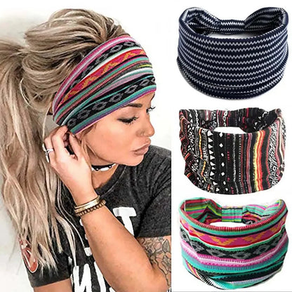 African Headbands for Women and Girls Printed Headwraps Elastic Turban Headscarfs Accessories