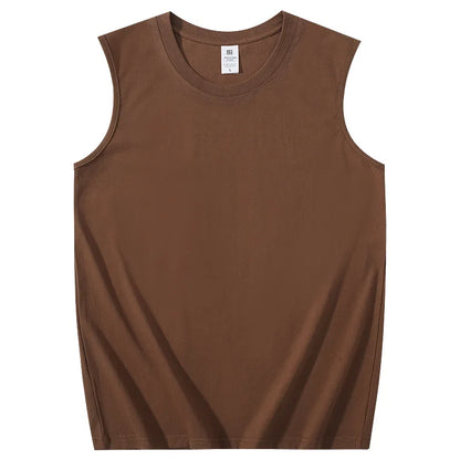 Heavy Pure Cotton Men's Sleeveless  Solid Color vests