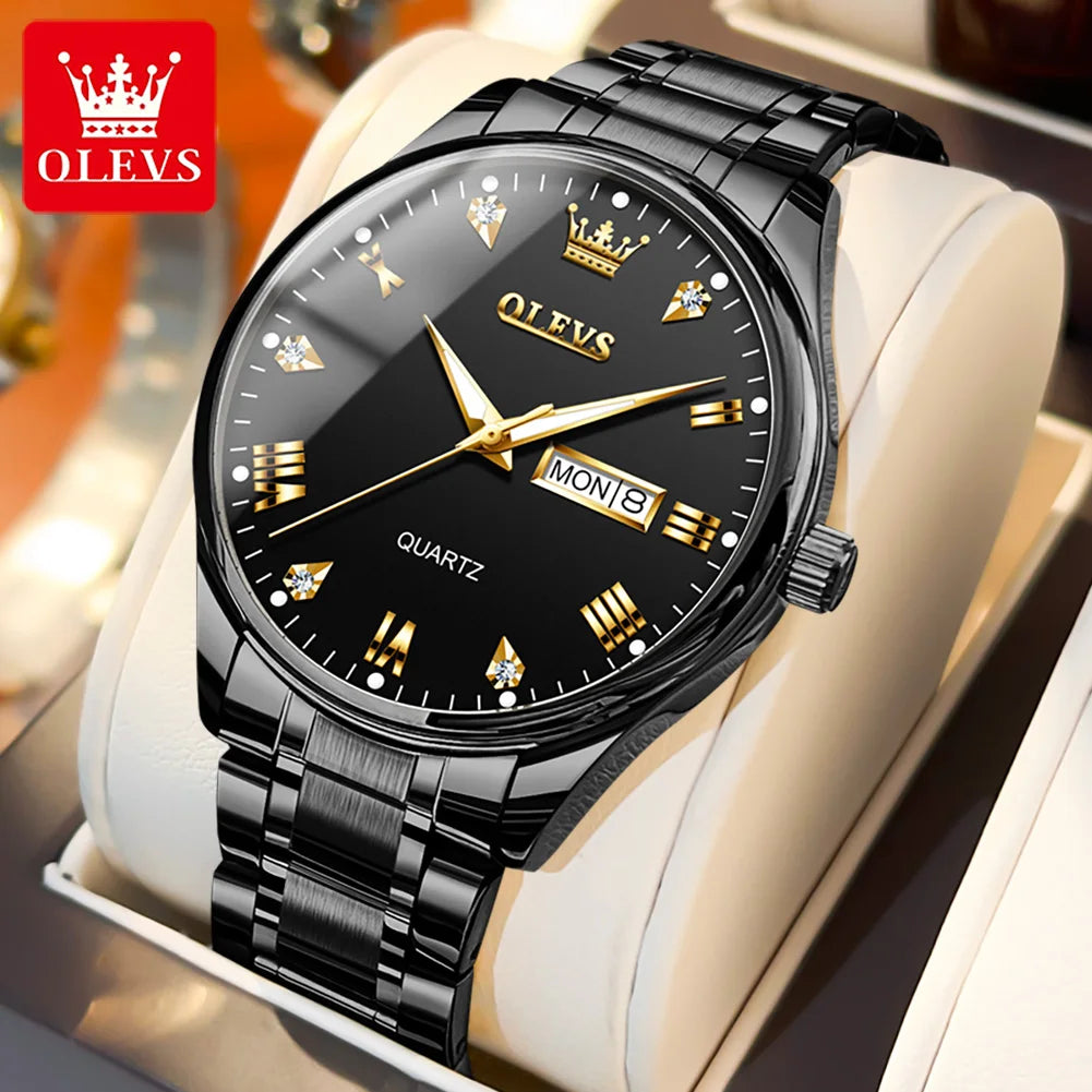 OLEVS High Quality Luxury Couple Watch Stainless Steel Waterproof