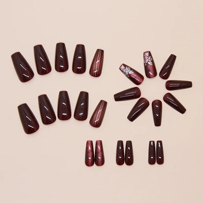 24 Pcs Press on Nails Glossy Reusable Nails