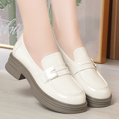 Chunky Loafers Slip On Black Single casual Fashion Girls Thick Sole