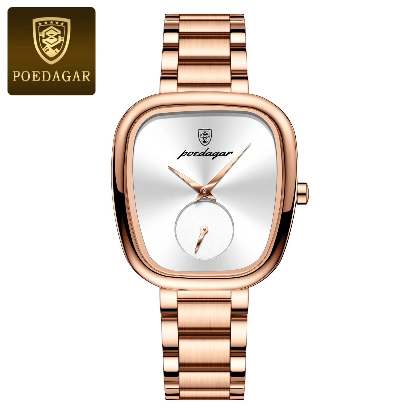 POEDAGAR Stainless Steel Waterproof Quartz Watch for Women