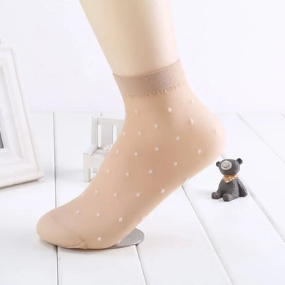 5/10Pairs Dot Silk Transparent Thin Breathable Non-Slip Stretch Ankle Socks