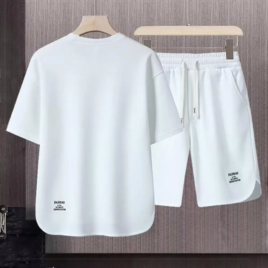 Men Sportswear T-shirt Shorts Set Loose Short Sleeve