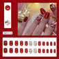 Caramel Flower 24 Pcs Press on Nails Pink Gradient  Glossy Artificial  Reusable Nails