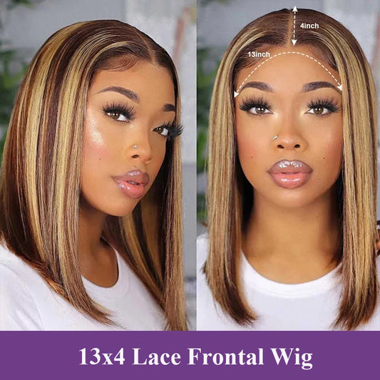 #4/27 Highlight Color 13x4 Short Bob human hair Wigs