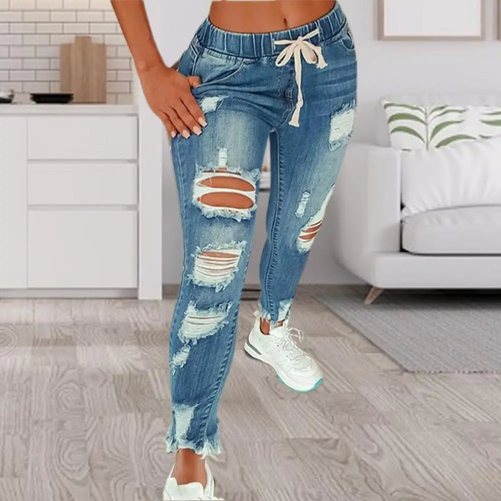 Popular  Denim Pants Summer Pure Color All Match Jeans Slim Female Pencil Jeans for Dating