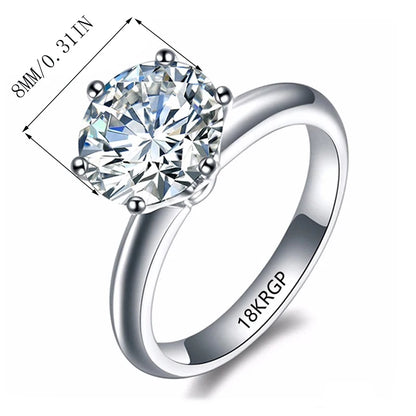 Never Fade 18K White Gold Color Ring Solitaire 2 Carat