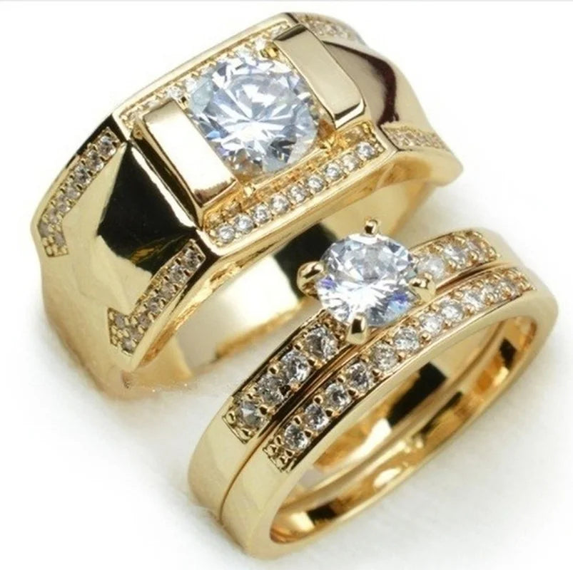 Luxury Ring Metal Carving Gold Color