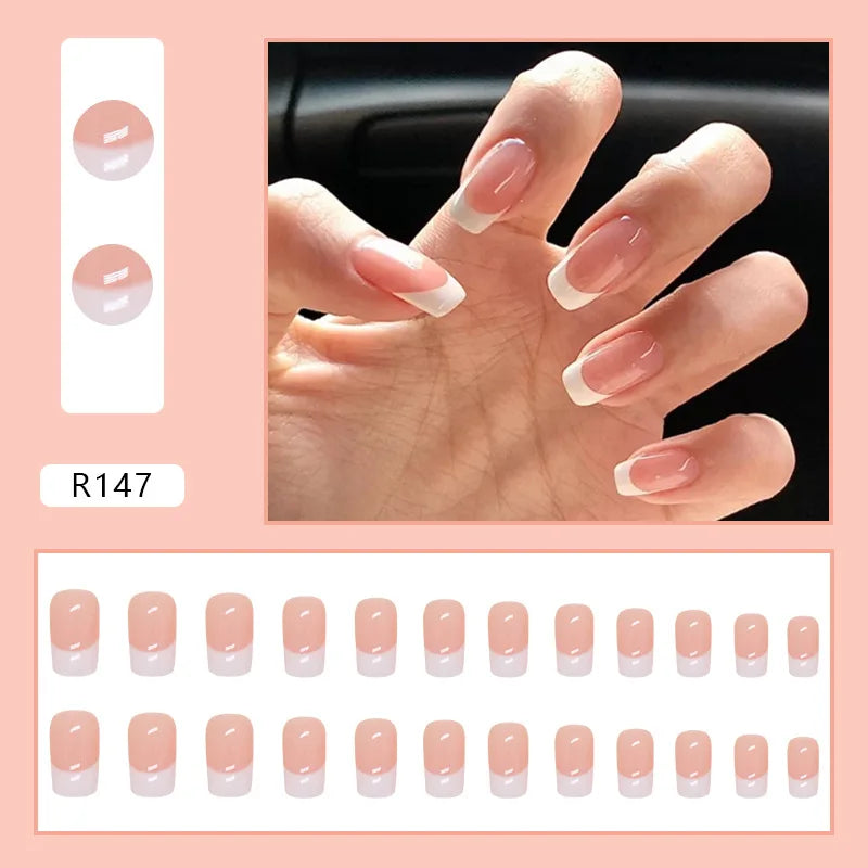 24 Pcs Press on Nails Glossy Reusable Nails