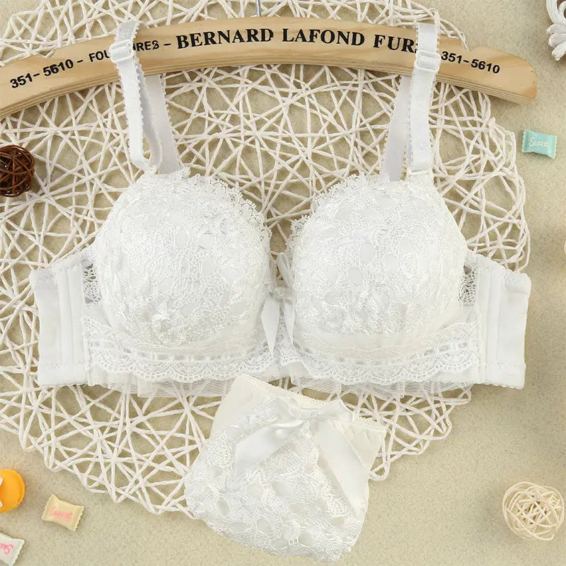 Bra & Brief Sets  Wire Free Push Up Lace Bra