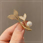 Golden Tulip Flower Imitation Pearl Brooch