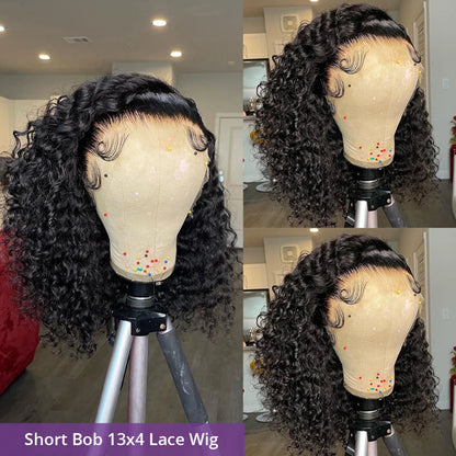 Lace Frontal 100% Brazilian Glueless Short Water Curly wig