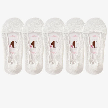 Boat Slippers Lace Invisible Cotton Hollow Silicone Non-slip Breathable Thin Socks