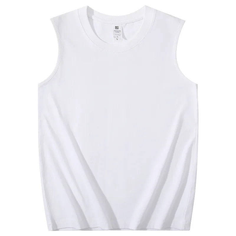 Heavy Pure Cotton Men's Sleeveless  Solid Color vests