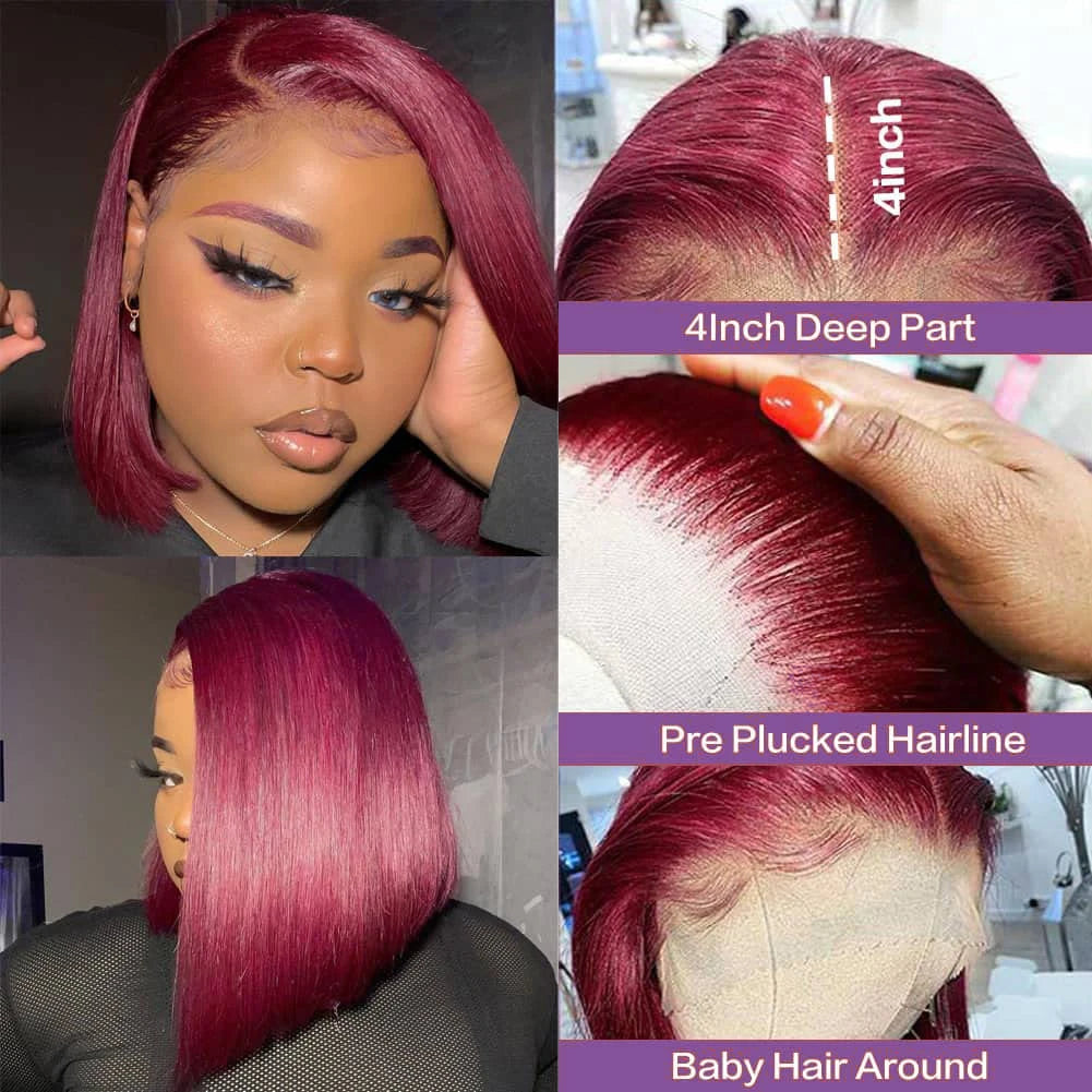 Transparent Lace Frontal Bob Wigs Pre Plucked