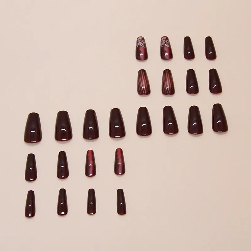 24 Pcs Press on Nails Glossy Reusable Nails