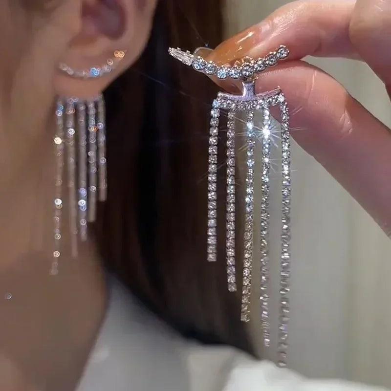 Sparkling Long Tassel Drop Earrings