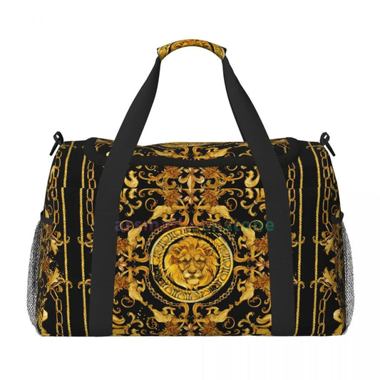 Gold Lion Travel Duffel Weekender Bag with Shoulder Strap