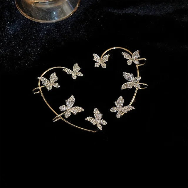 Silver Plated Metal Butterfly Ear Clips Without Piercing