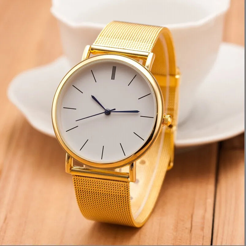 Casual Geneva Quartz Watch Metal Mesh Stainless Steel