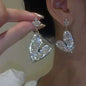 Green Crystal Golden Leaves Earrings Individuality Daily Accessories