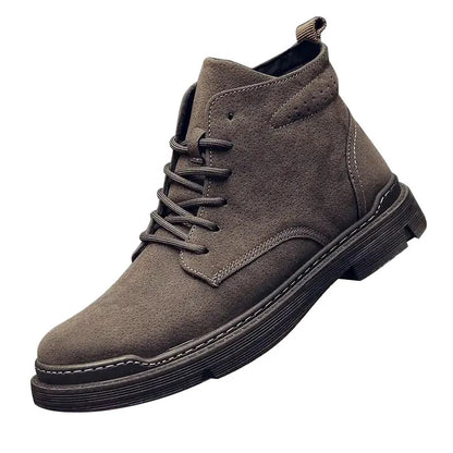 New retro Men's Boots warm mid top casual workwear boots Fashion comfort breathable Light trendy male boots