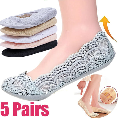 Boat Slippers Lace Invisible Cotton Hollow Silicone Non-slip Breathable Thin Socks