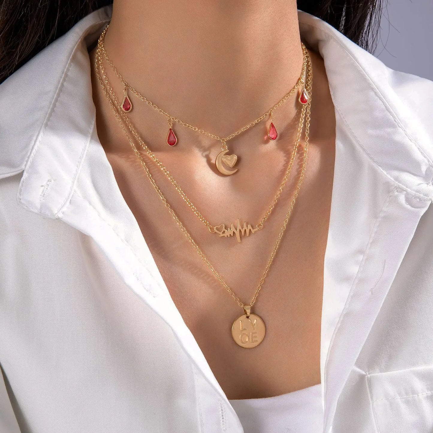 Classic Pendant Necklace Set Stainless Steel Jewelry