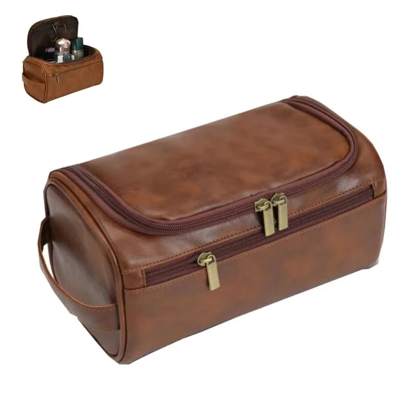 Leather Toiletry Dopp Kit Cosmetic Bag for traveling